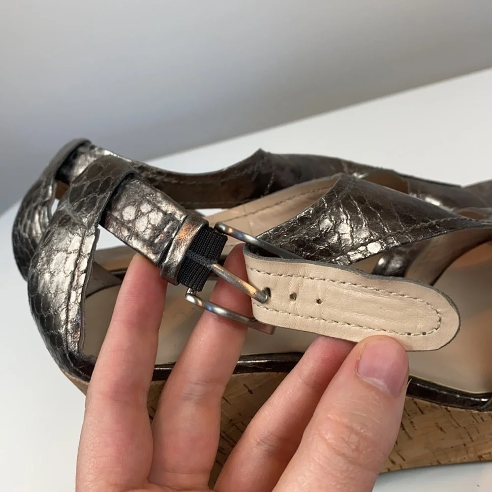 Franco Sarto Supra Snake Print Bronze Wedges Size 8.5